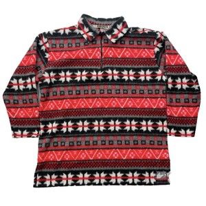 Forenza Vintage Christmas Geometric Collard 1/4 Zip 3/4 Sleeve Size Medium EUC